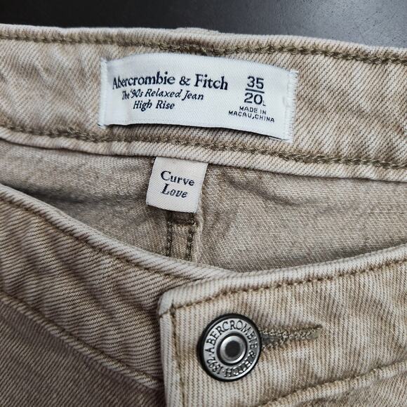 Abercrombie & Fitch The 90s Relaxed Jean High Rise Curve Love Oat Size 35/20Long - Picture 3 of 5